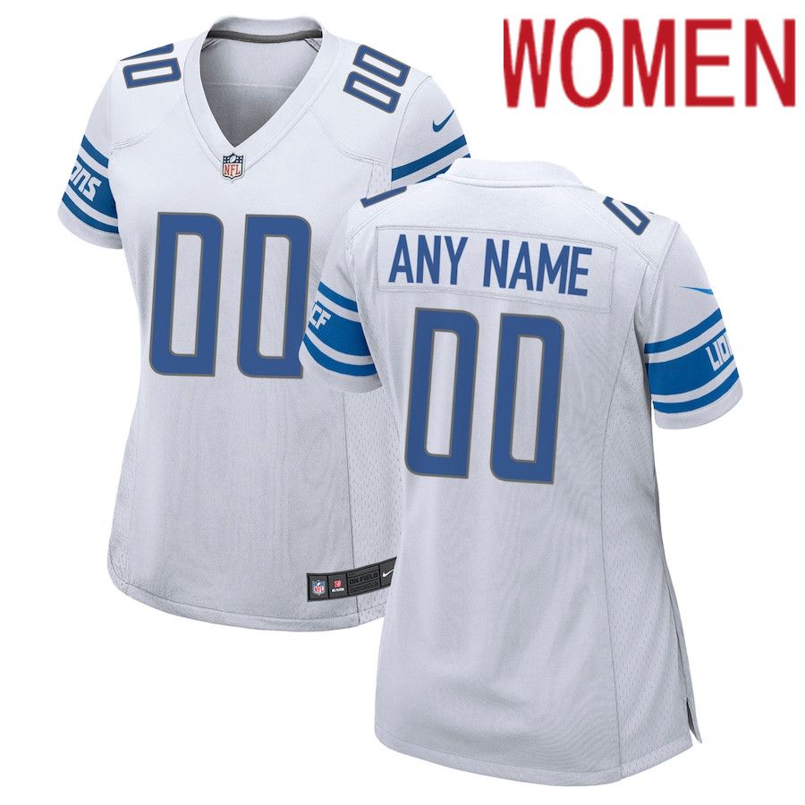 Women Detroit Lions Nike White Custom Game NFL Jersey